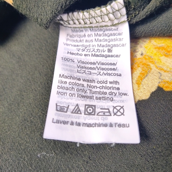 Madewell Rhyme Top Womens XXS Oversized Relaxed Green Gold Floral Crepe V-Neck - Picture 5 of 7